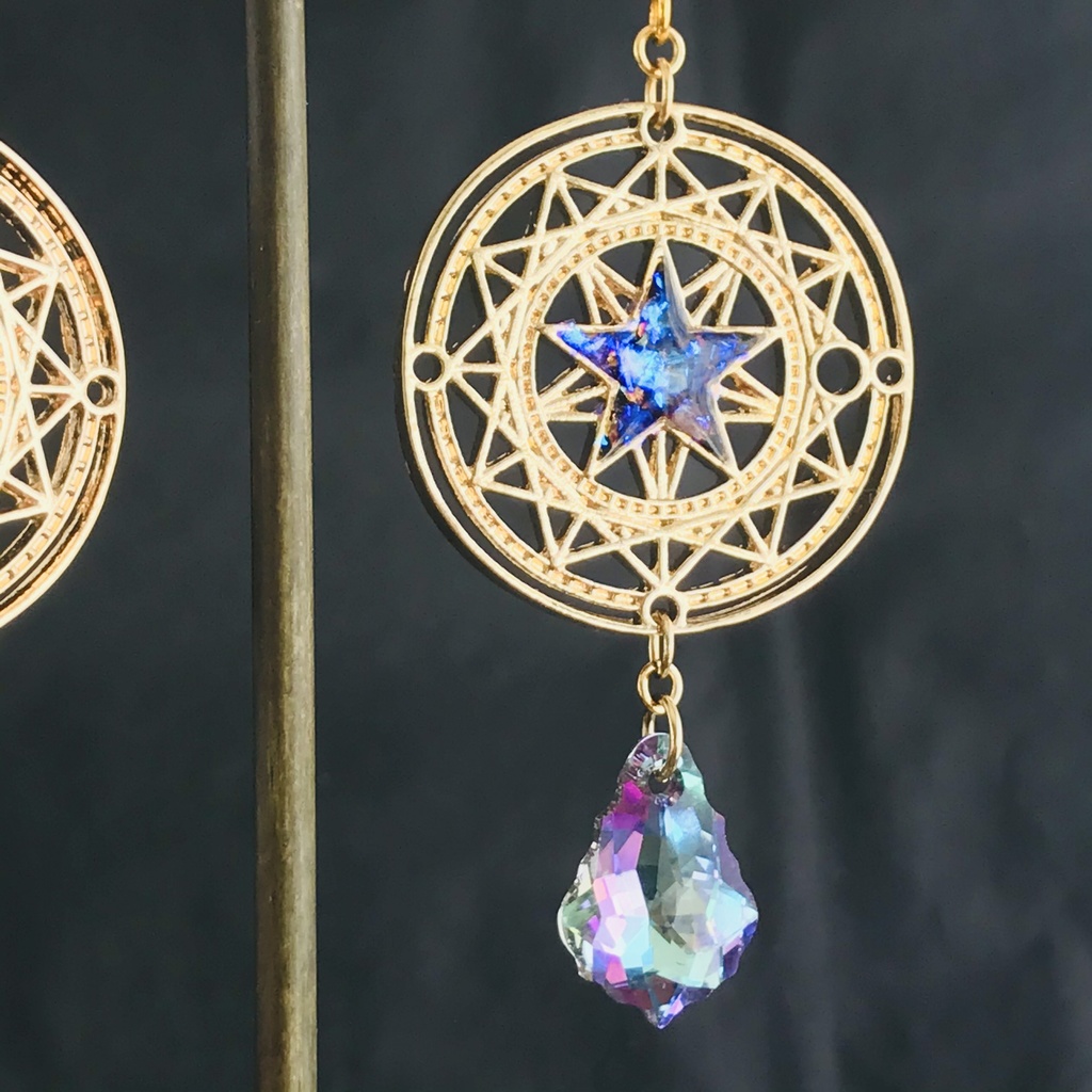 天体観測 惑星 セーラームーン 星 月 スワロフスキー ピアス イヤリング