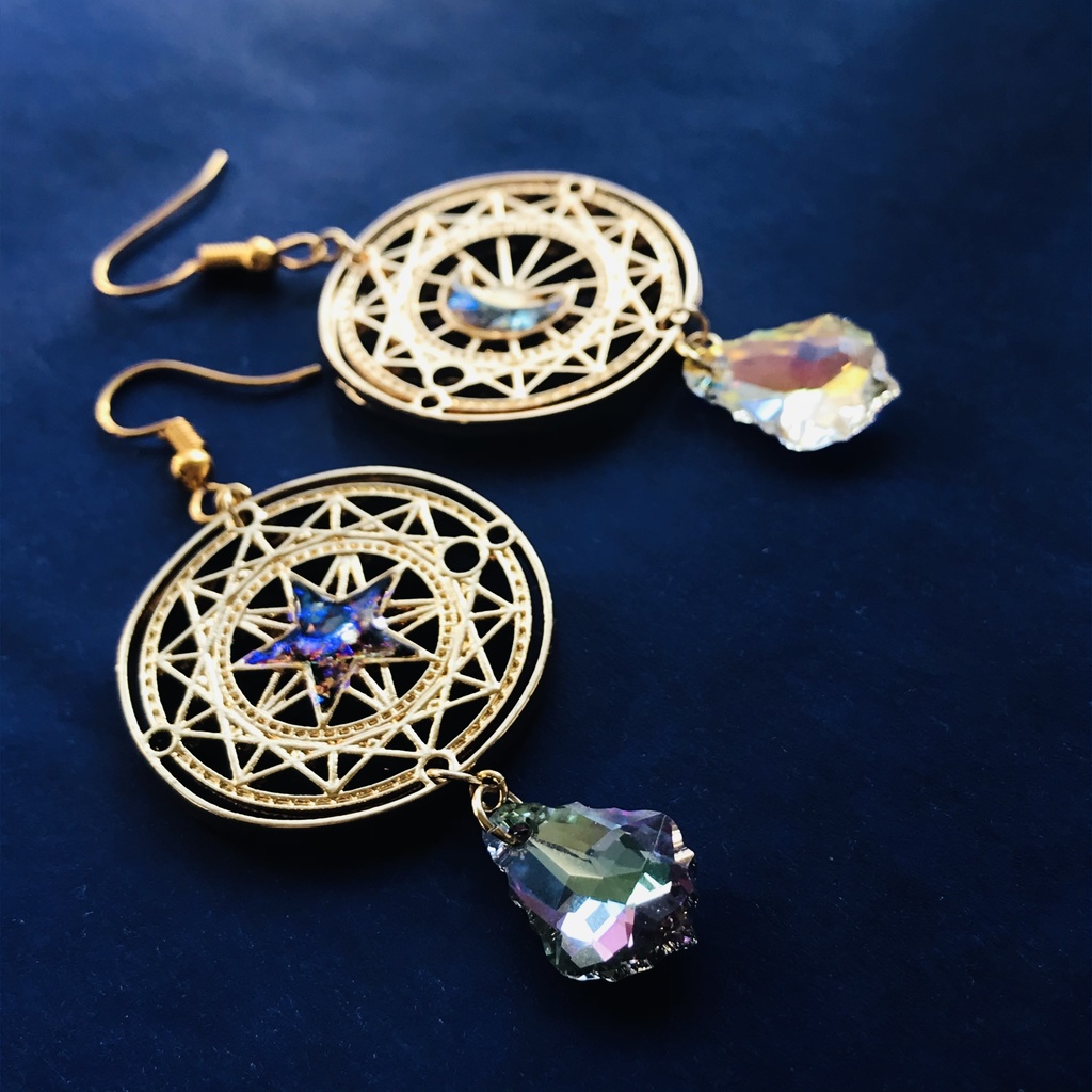 天体観測 惑星 セーラームーン 星 月 スワロフスキー ピアス イヤリング