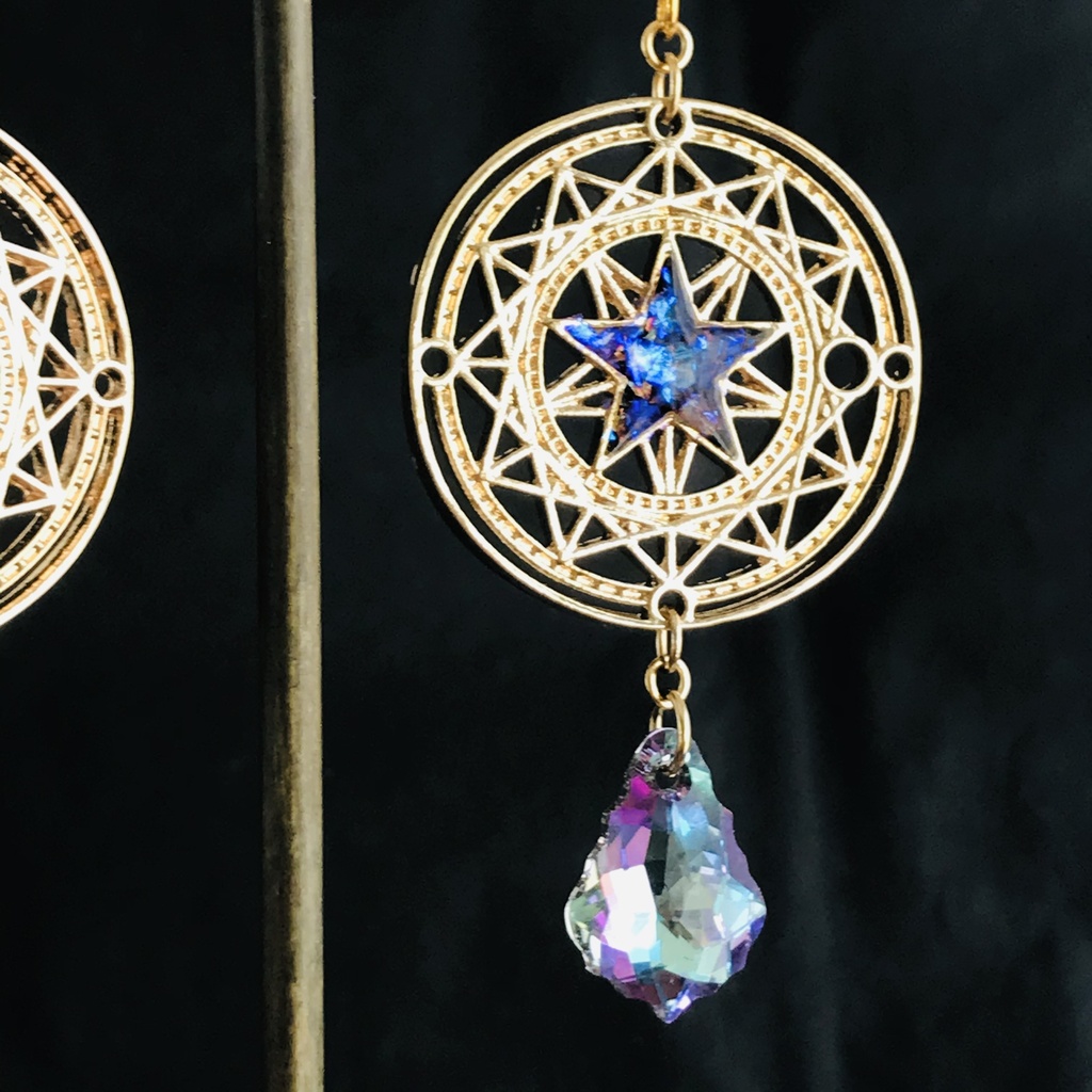 天体観測 惑星 セーラームーン 星 月 スワロフスキー ピアス イヤリング