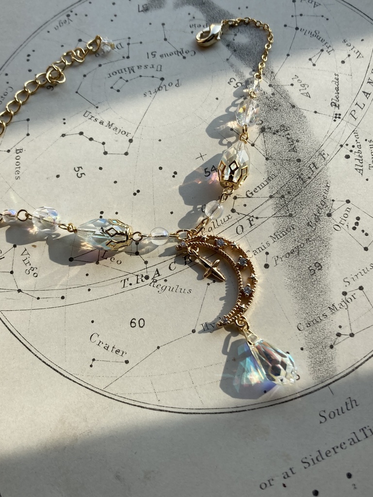 セーラームーン 月 セレニティ ブレスレット オーロラガラス ネックレス変更可能