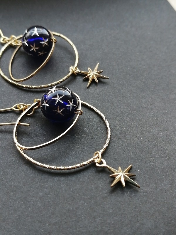 夜の魔術部 天体観測 星彫模様 ピアス イヤリング