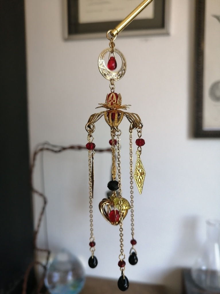 鬼灯の冷徹 手毬屋 しゃらしゃら 黒ガラス 鬼灯 かんざし 簪