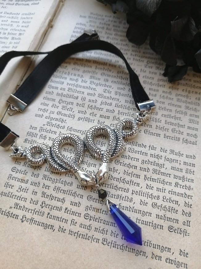 再販 夜の魔術部 蛇のチョーカー 通常ネックレス変更可能 青バージョン