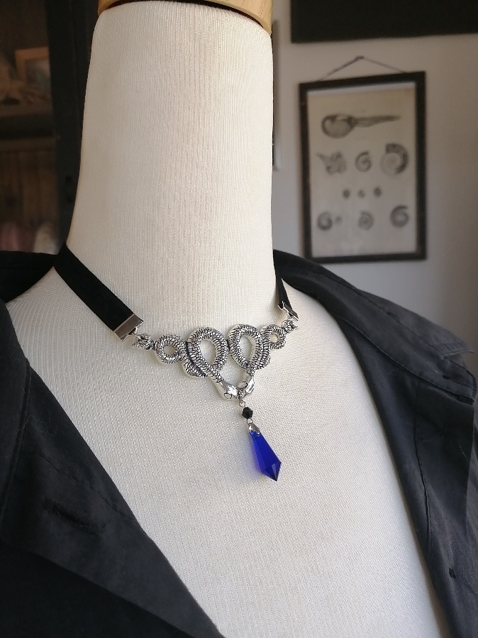 再販 夜の魔術部 蛇のチョーカー 通常ネックレス変更可能 青バージョン