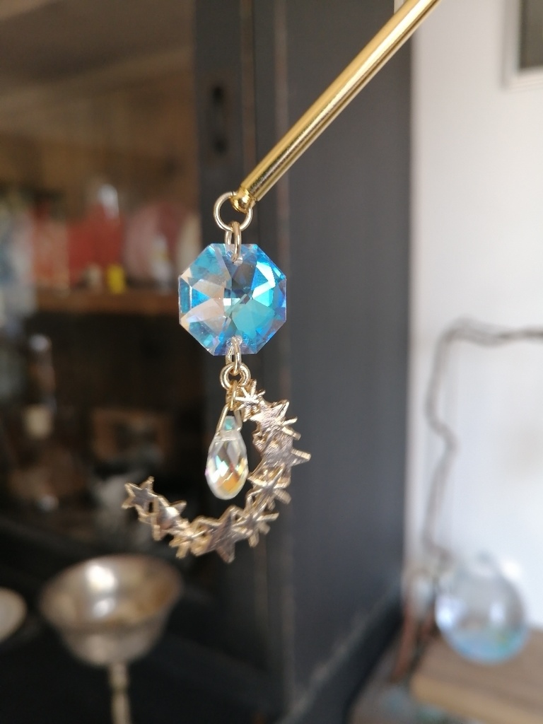 天体観測 スワロフスキーガラスと星々の輝き 簪 ネックレス変更可能 夜の魔術部