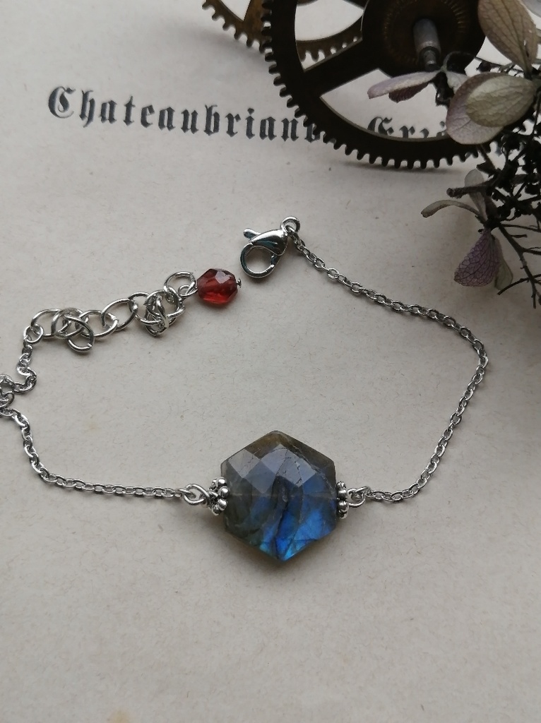 美しいモルフォ蝶のようなブルーシラー ライトブルー ラブラドライト ブレスレット