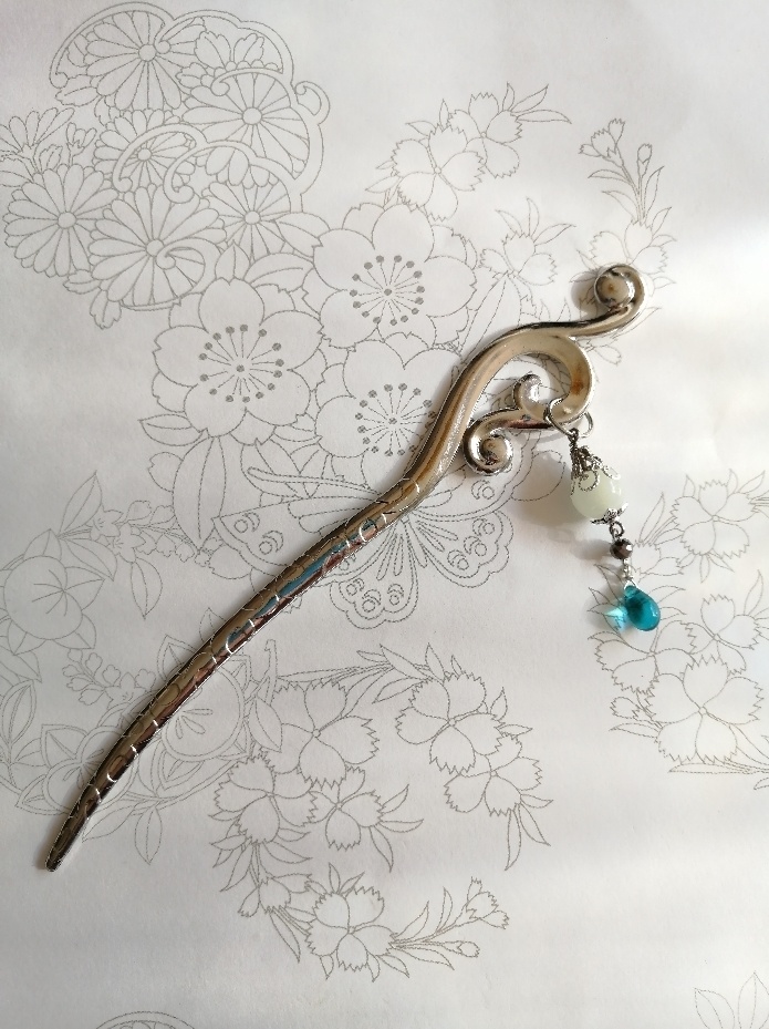 再販 手毬屋 ほんのり光る 夜光ガラス 銀 装飾かんざし