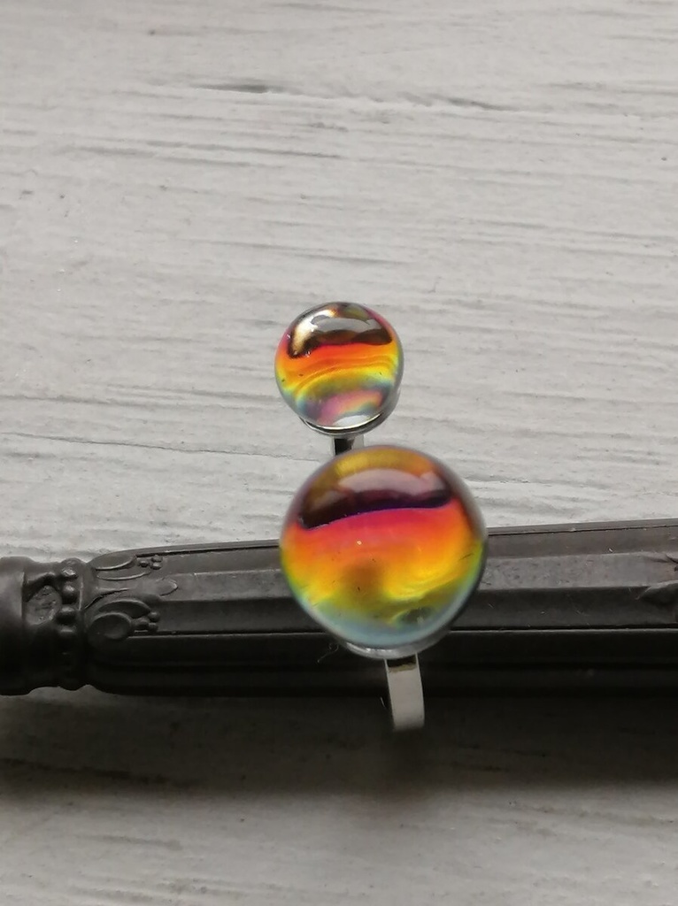 イロアソビ レアガラス 夕焼け空を映した水しずくのリング 指輪