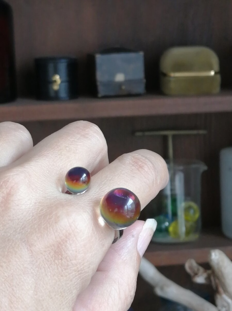 イロアソビ レアガラス 夕焼け空を映した水しずくのリング 指輪