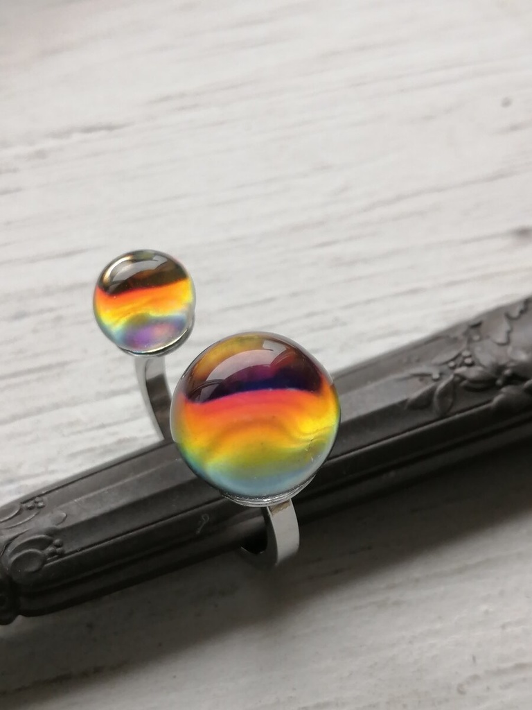 イロアソビ レアガラス 夕焼け空を映した水しずくのリング 指輪