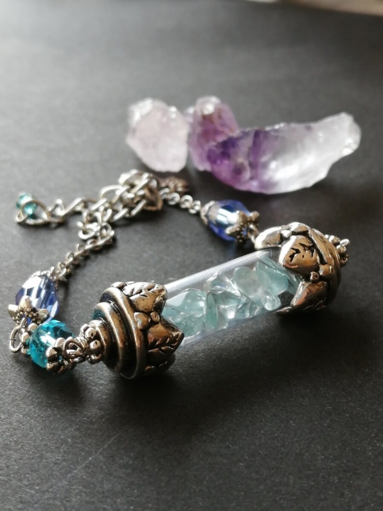 夜の魔術部 アクアマリンの欠片 ガラスチューブ ブレスレット