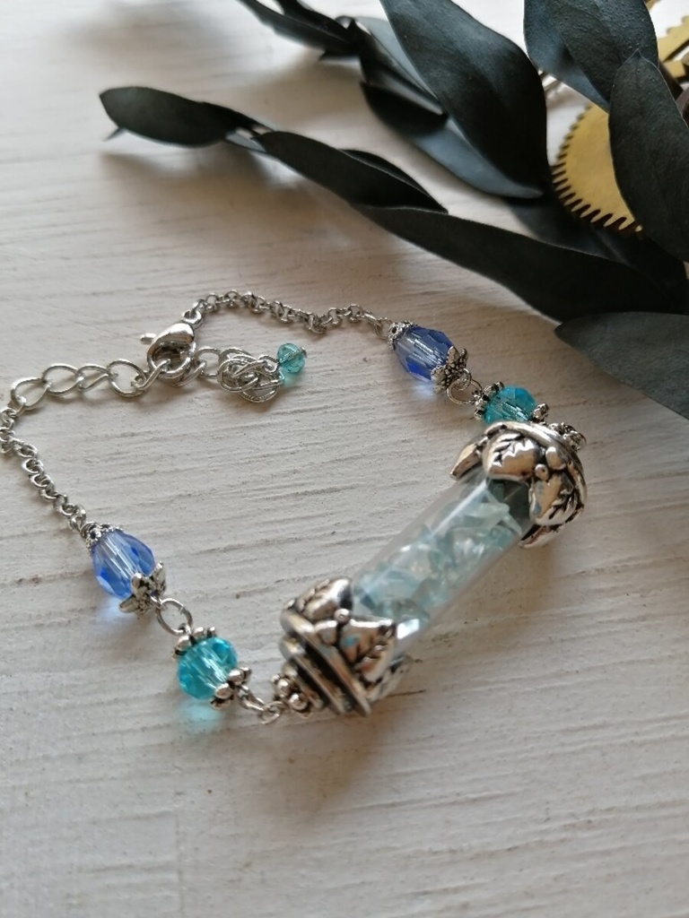 夜の魔術部 アクアマリンの欠片 ガラスチューブ ブレスレット