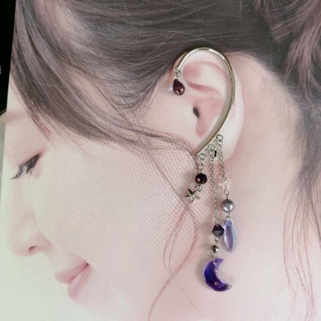 夜の魔術部 天体観測 紫月 銀星 イヤーフック ピアス イヤリング変更はオプションで