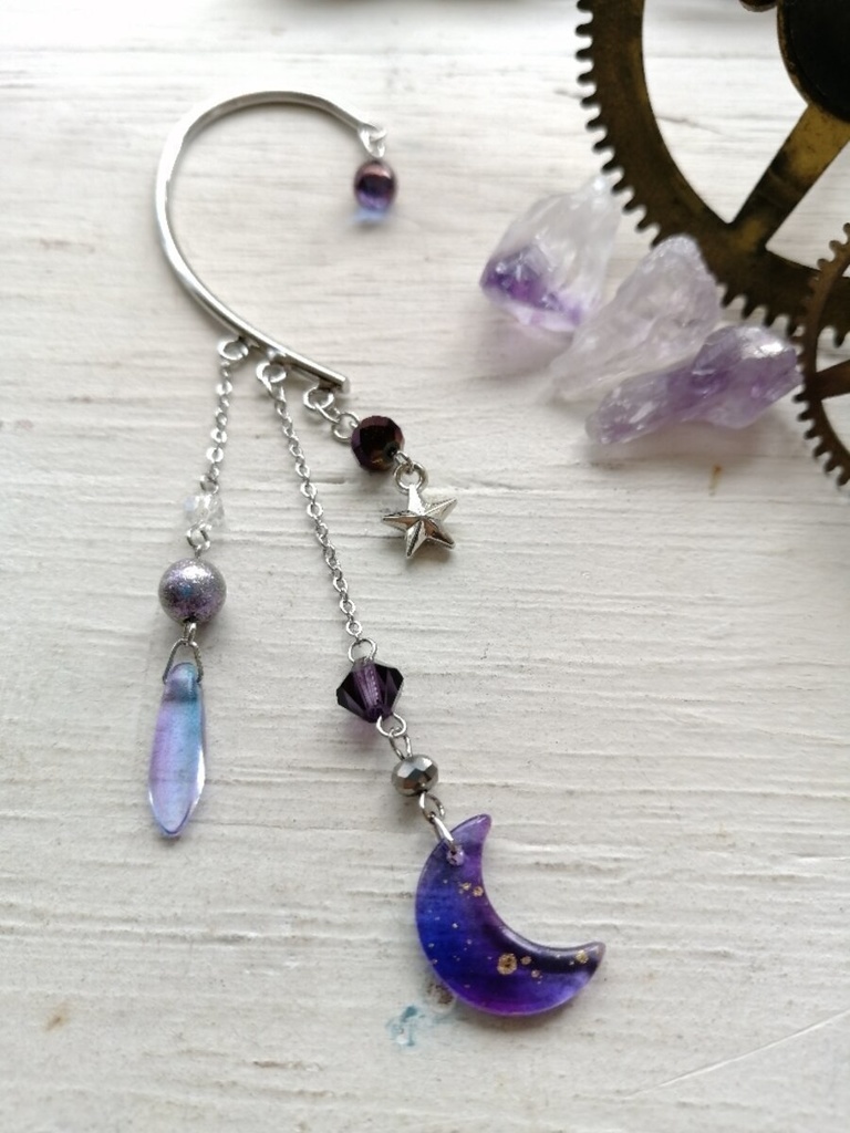 夜の魔術部 天体観測 紫月 銀星 イヤーフック ピアス イヤリング変更はオプションで