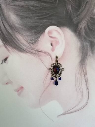 夜の魔術部 幻想の光 ドラゴンズブレスとミッドナイトブルーしずく ピアス イヤリング