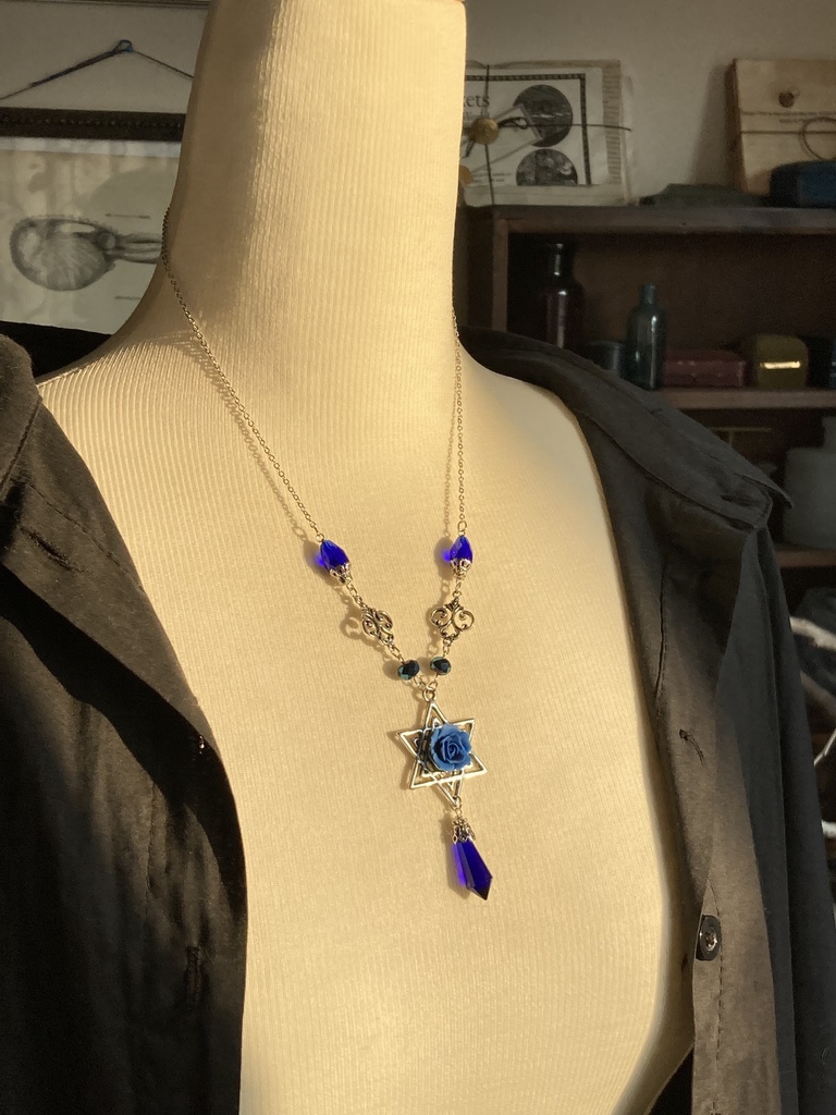 青薔薇 六芒星 ネックレス 夜の魔術部