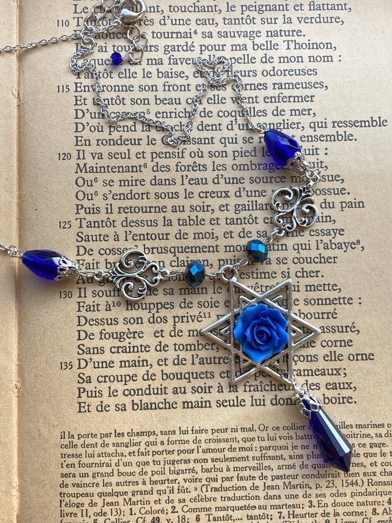 青薔薇 六芒星 ネックレス 夜の魔術部