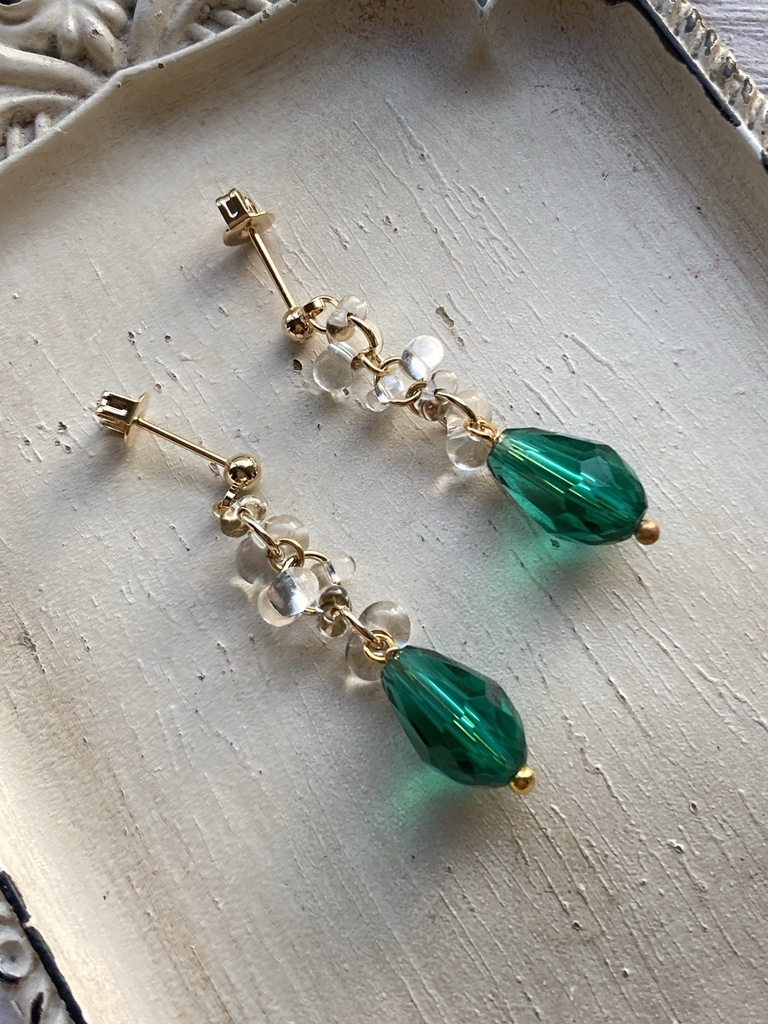 イロアソビ 碧硝子のしゃらしゃらピアス イヤリング