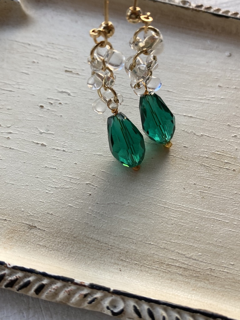 イロアソビ 碧硝子のしゃらしゃらピアス イヤリング