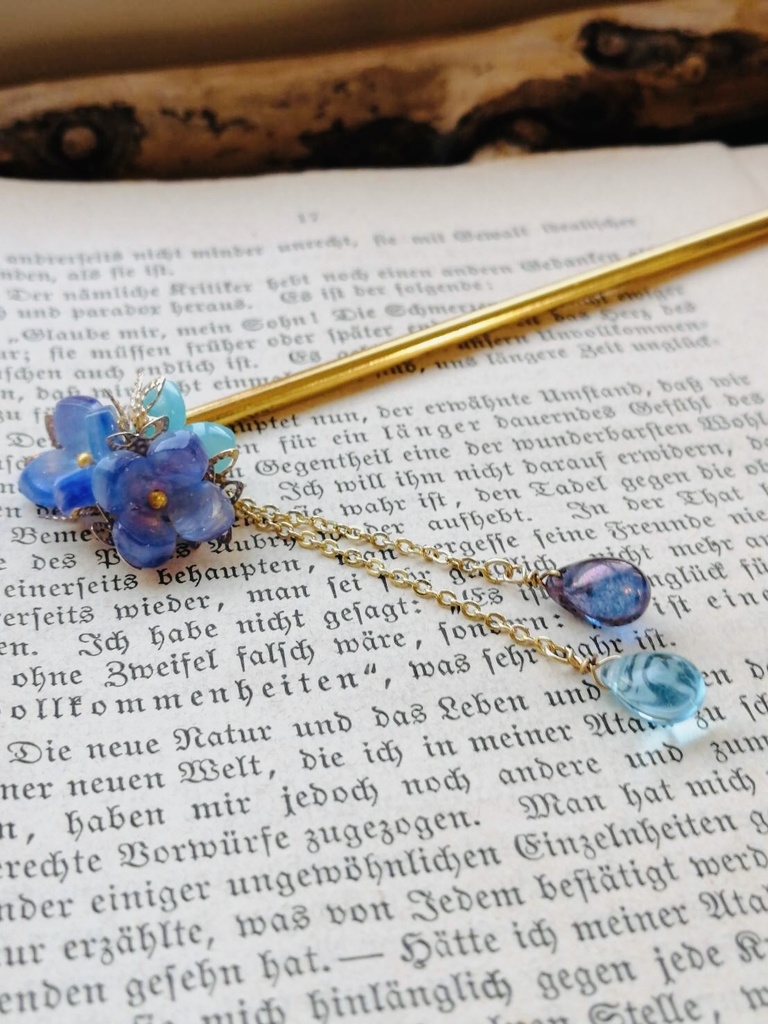 再販 *イロアソビ* 紫陽花と水雫 かんざし