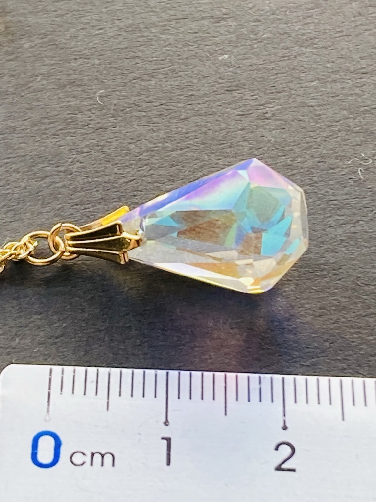 再再販 *イロアソビ* 大粒 オーロラドロップ ガラス ネックレス