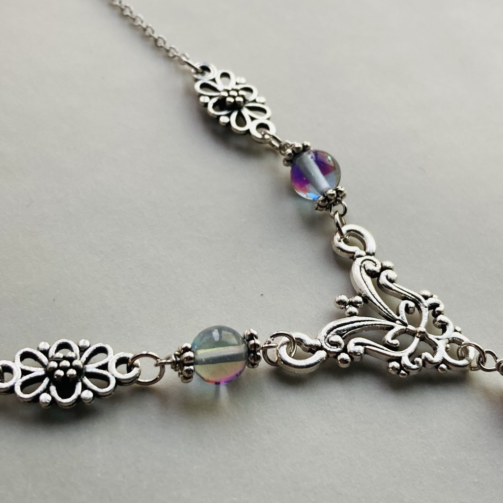 夜の魔術部 オーロラクリスタルガラス ネックレス