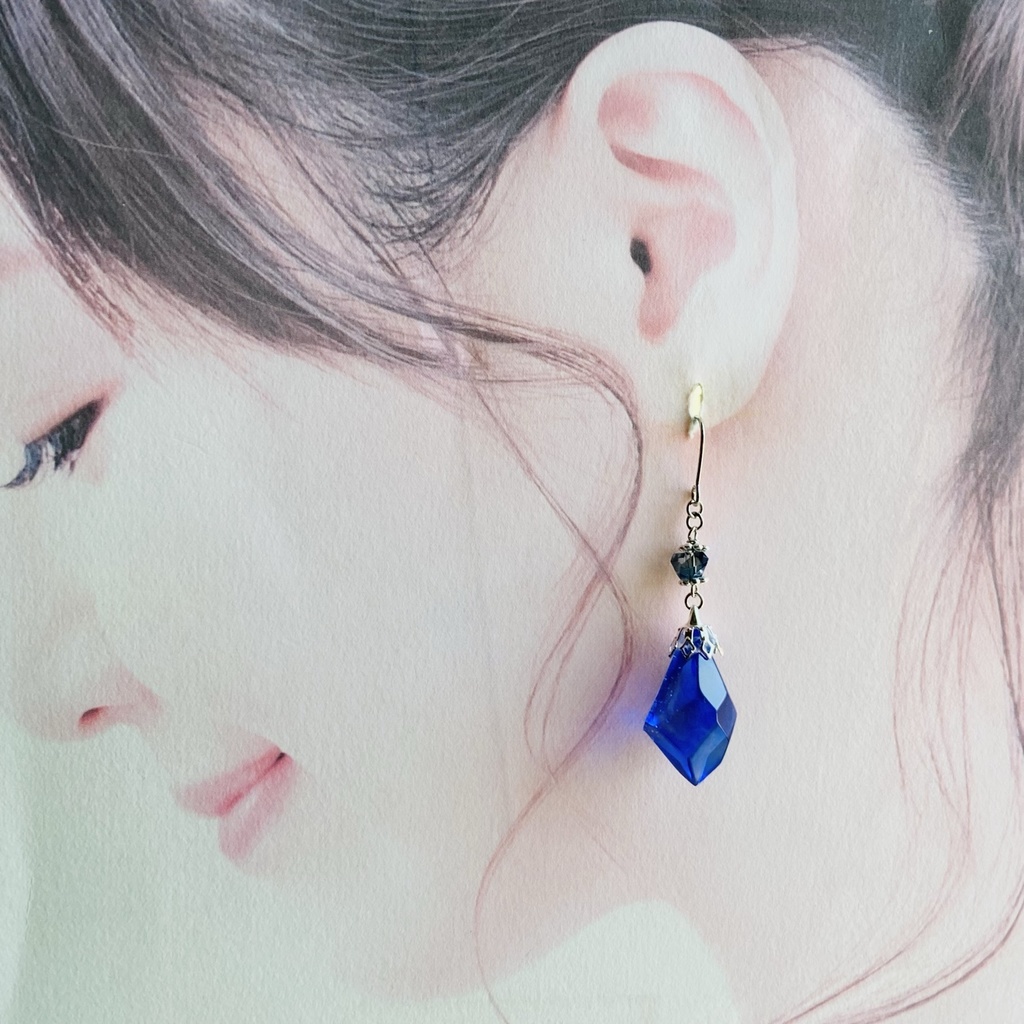 新色 セレストブルー 鉱石 ピアス イヤリング