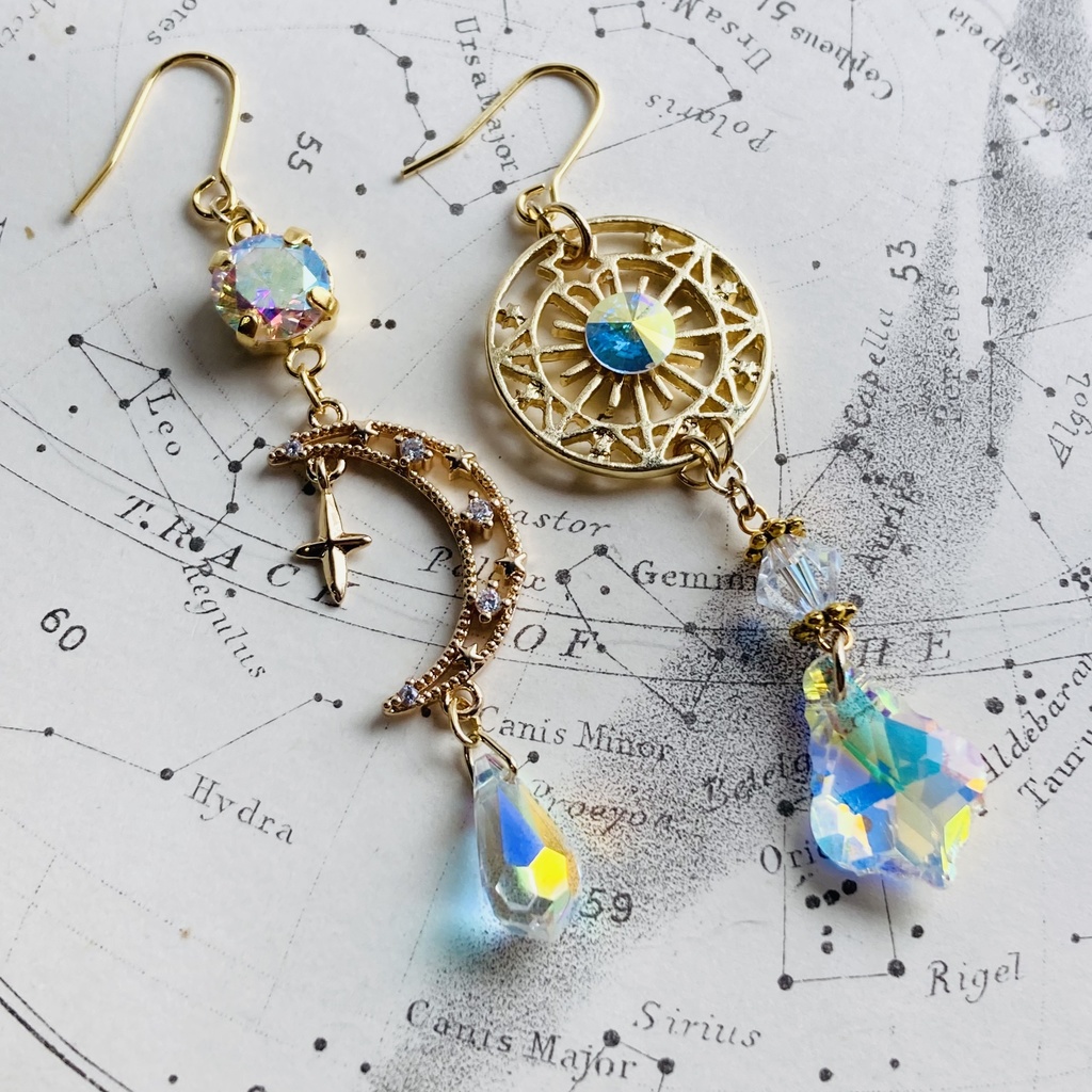 夜の魔術部 月の姫　月と星の羅針盤ピアス イヤリング