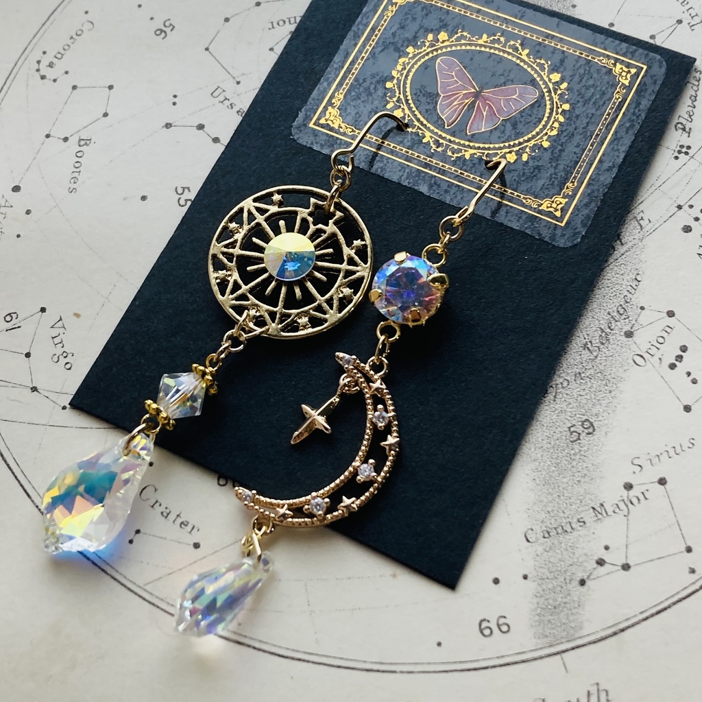 夜の魔術部 月の姫 月と星の羅針盤ピアス イヤリング