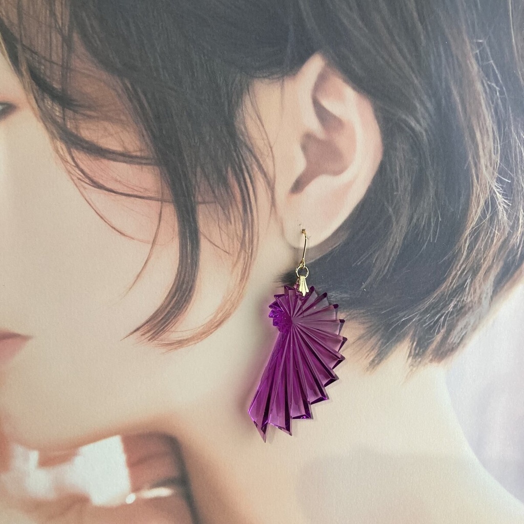 再販 イロアソビ 海の魔女の耳飾り ヴィンテージ 紫の巻貝のような大振りピアス