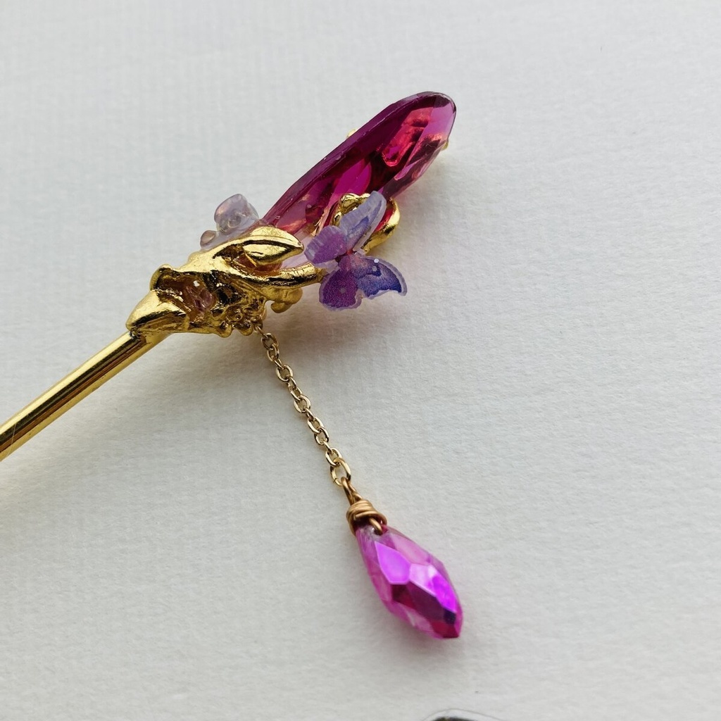 イロアソビ ピンクの楽園 かんざし 蝶 花