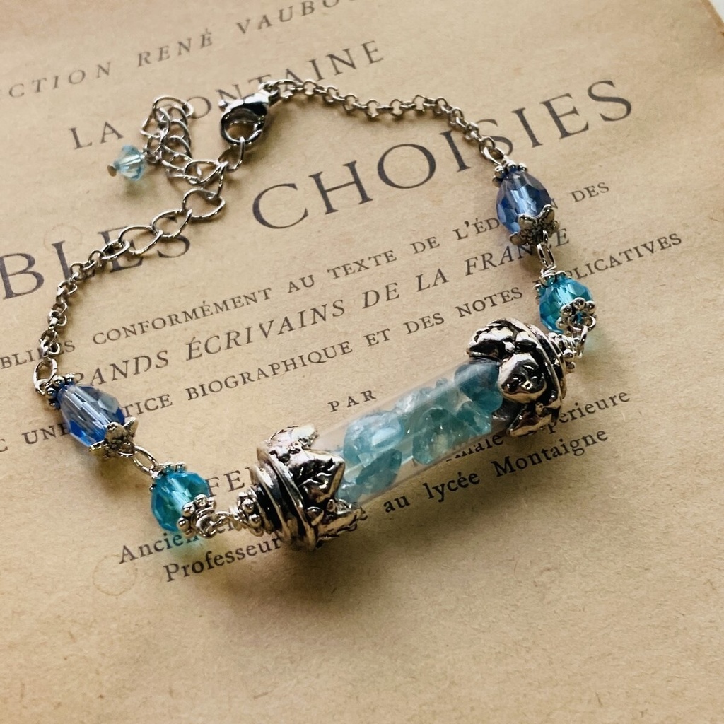 夜の魔術部 アパタイトの欠片 ガラスチューブ ブレスレット