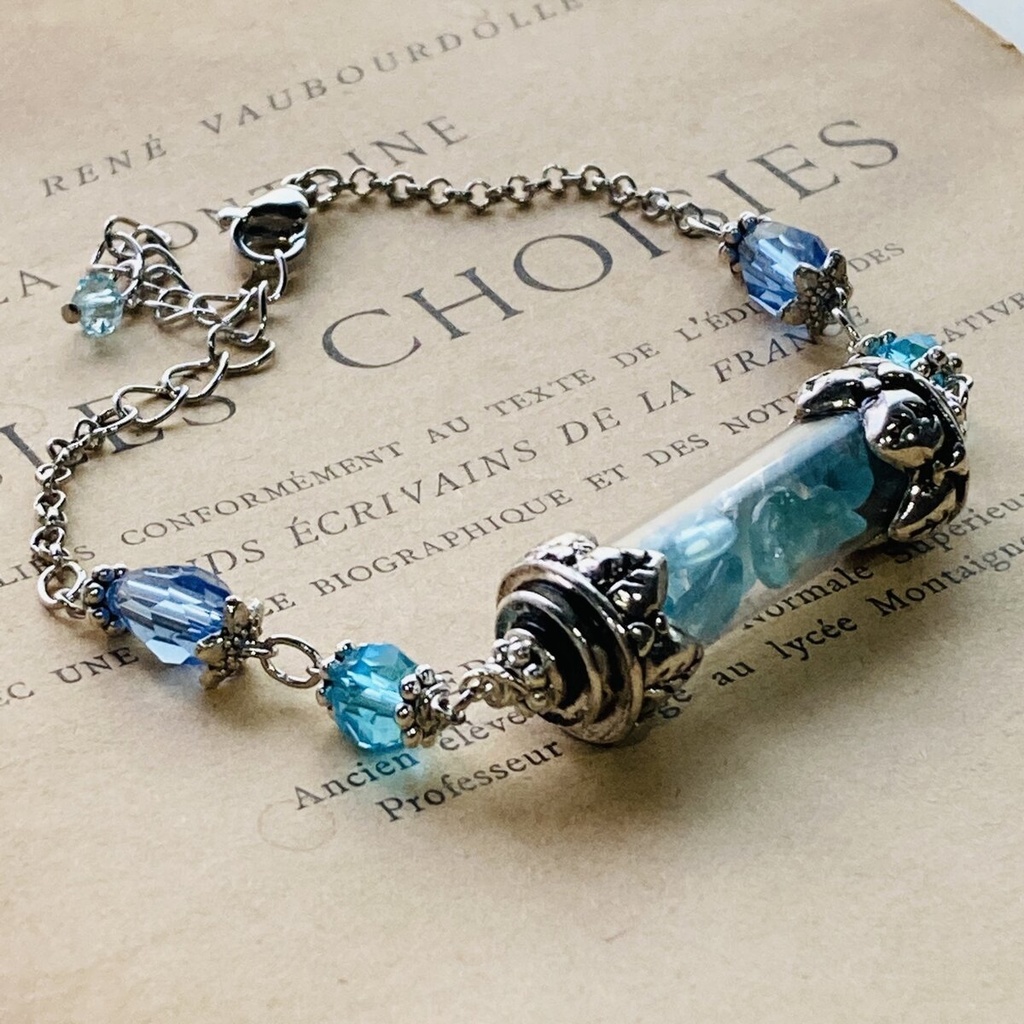 夜の魔術部 アパタイトの欠片 ガラスチューブ ブレスレット