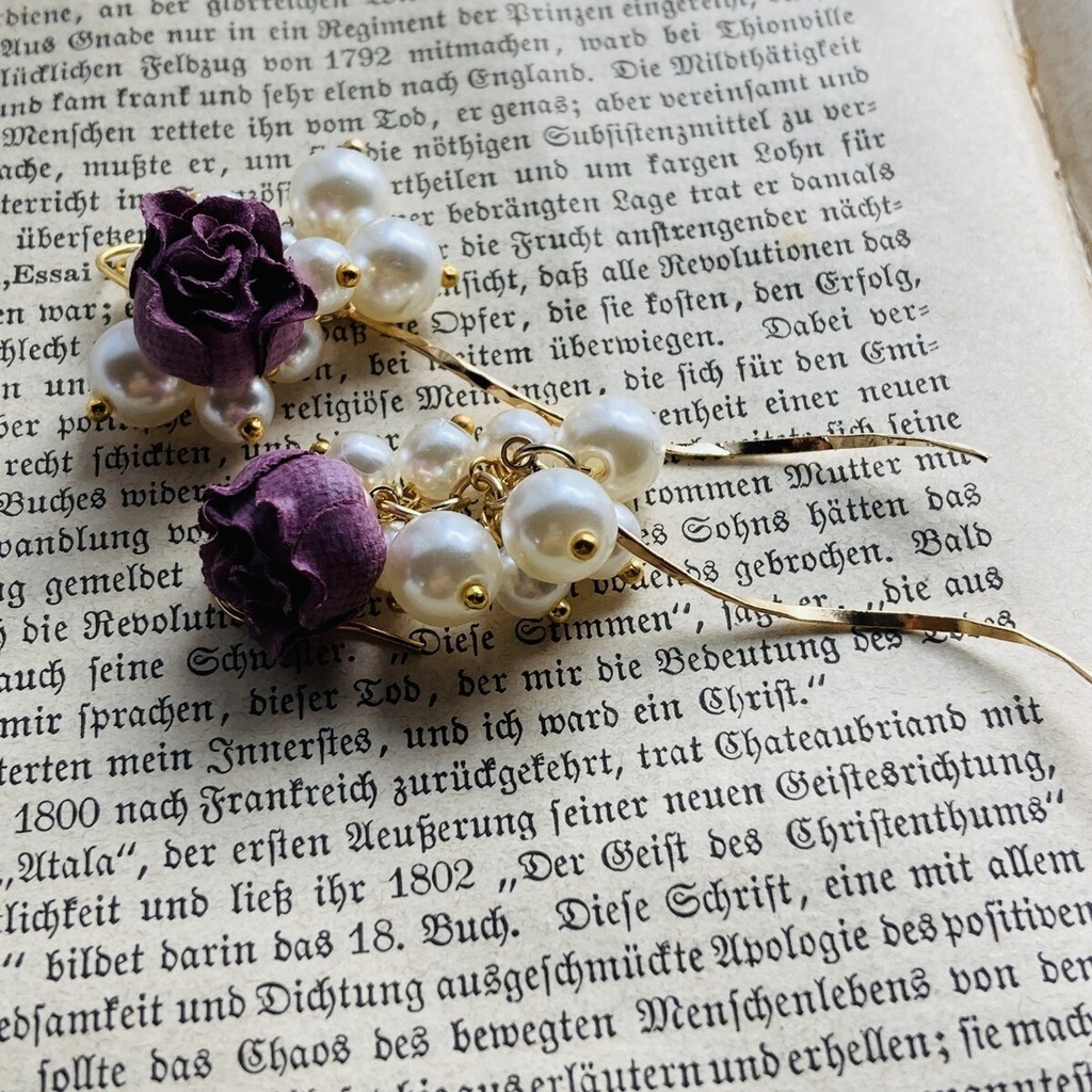 3色から選択 イロアソビ ミニ薔薇とパールのピアス