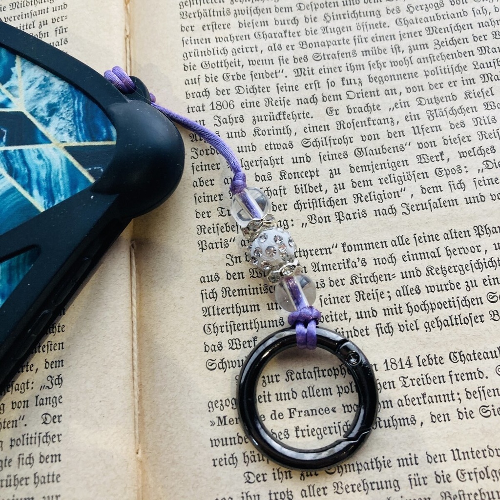 とりあえず現品のみ おまけ付き スマホネックストラップ 紫 巻貝付き