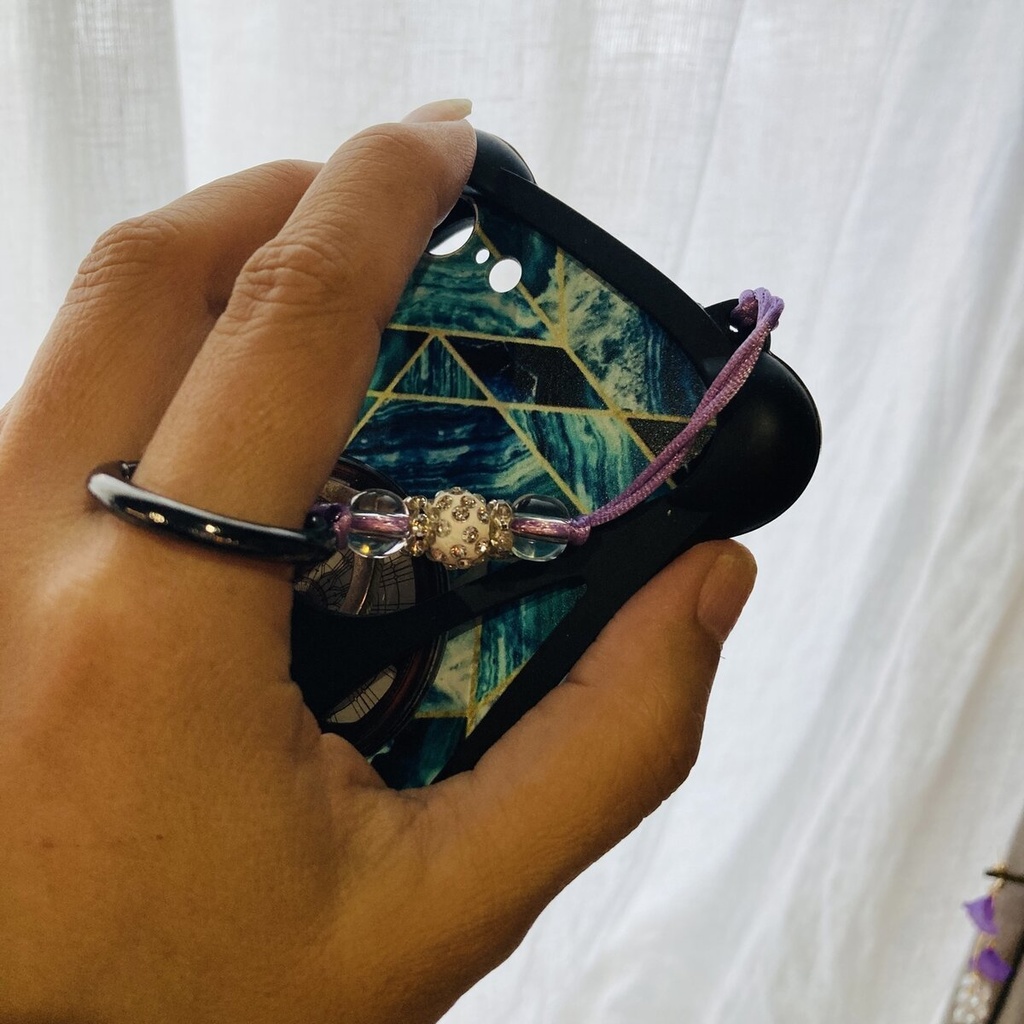 とりあえず現品のみ おまけ付き スマホネックストラップ 紫 巻貝付き