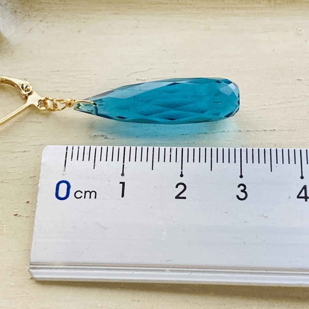 14kgf アパタイトクォーツ ロングドロップ チャーム無しバージョン ピアス