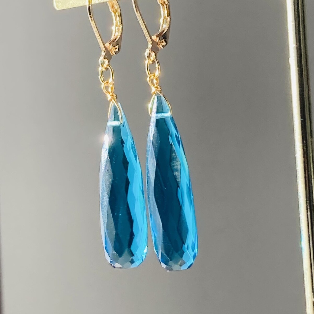 14kgf アパタイトクォーツ ロングドロップ チャーム無しバージョン ピアス