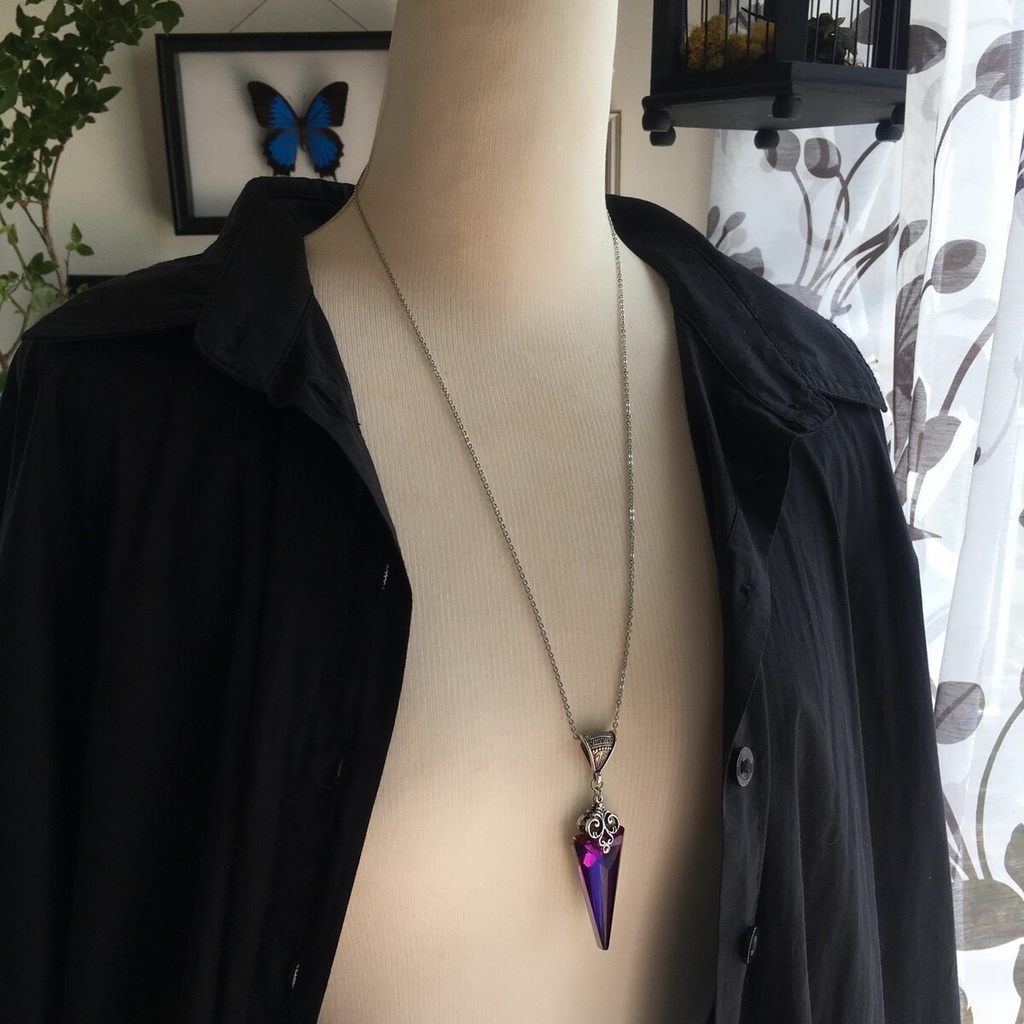 夜の魔術部 大きな マジック再販 パープル スピアガラス ネックレス