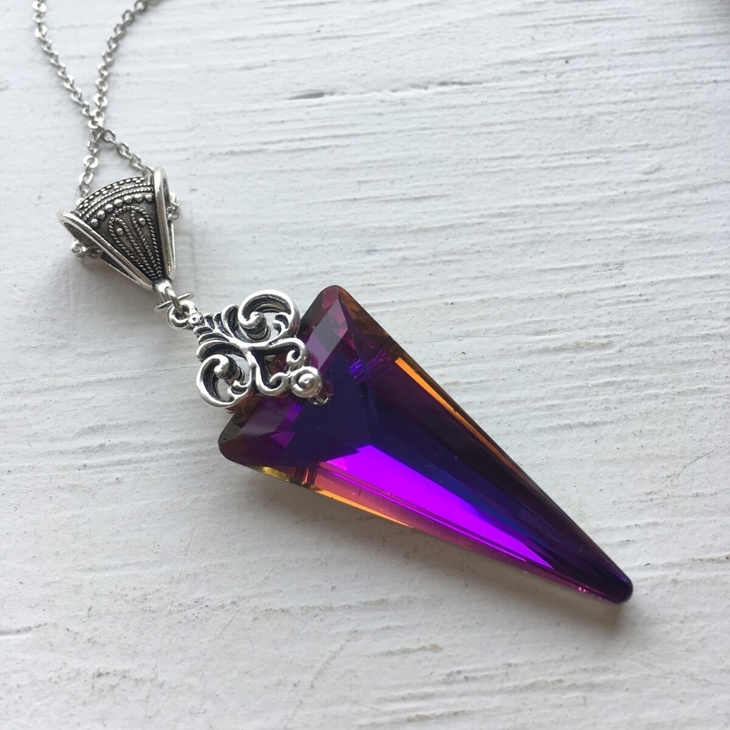 夜の魔術部 大きな マジック再販 パープル スピアガラス ネックレス