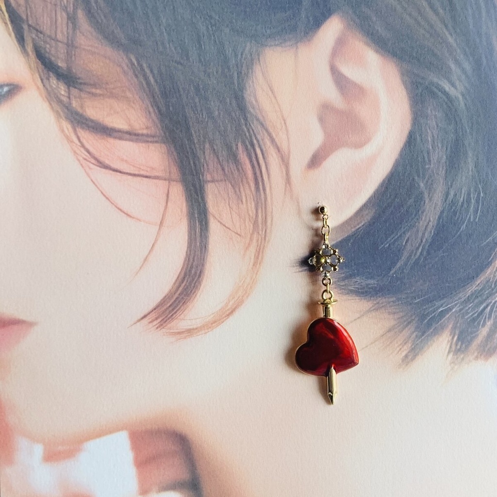 再販 あの人のハートを射止めたい 黒薔薇 ピアス イヤリング