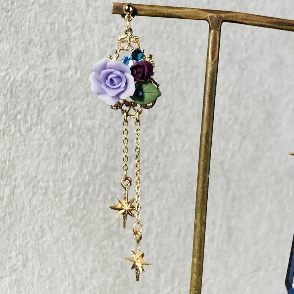 注意事項必読★ブルームバースデー アズール 薔薇と星のピアス イヤリング 深海うつぼ