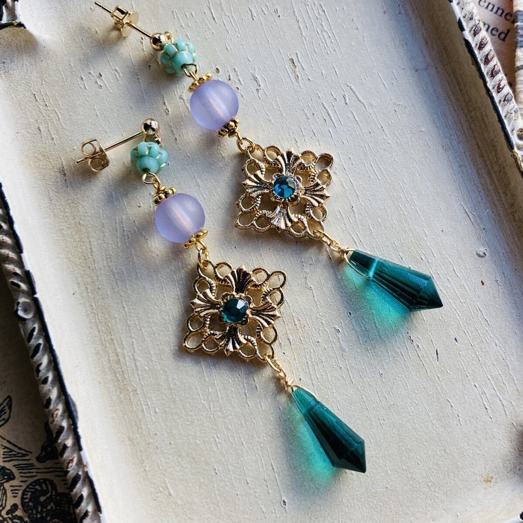 原神 魈 風属性 グリーンシャンデリア ピアス イヤリング