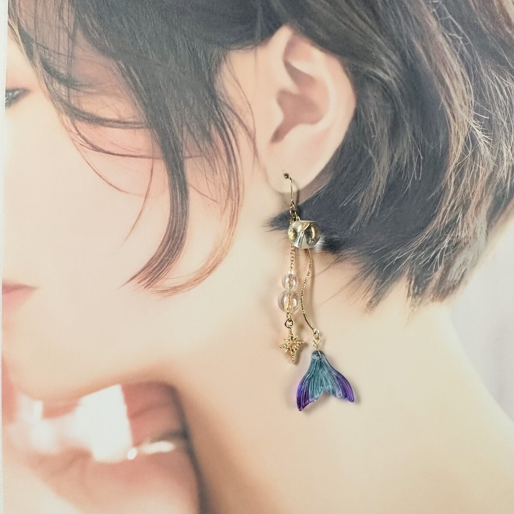 虹泡と星 人魚 ピアス イヤリング