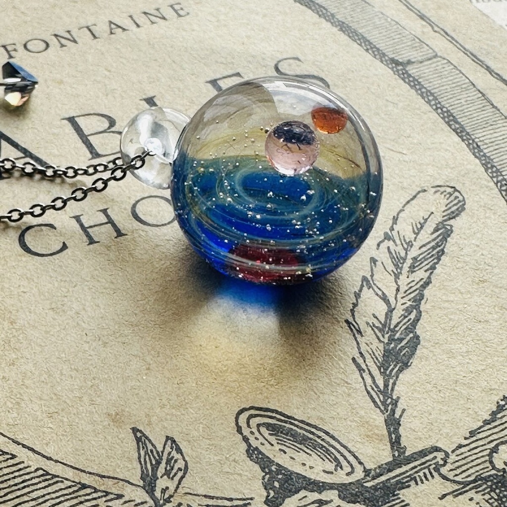 夜の魔術部 天体観測 惑星ガラス ネックレス 現品のみ 月 星 宇宙