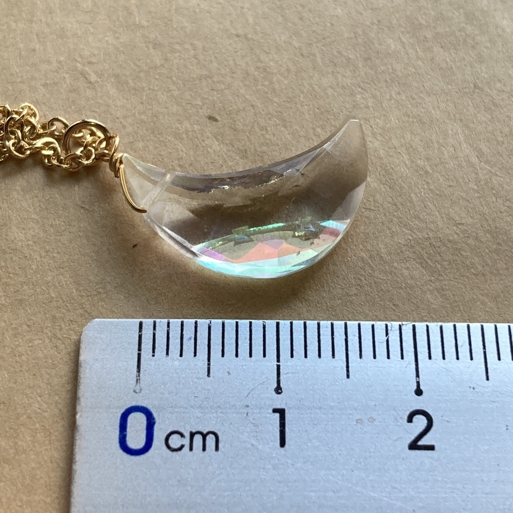 激レア 幻想月 ファイアレインボークォーツ ネックレス 月