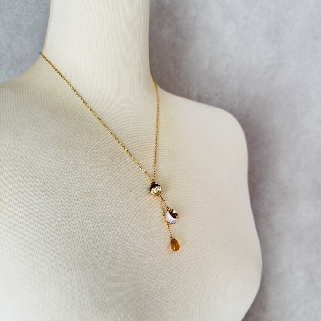 送料無料 とりあえず現品のみ 甘党の秋 チョコカップケーキと紅茶セット ネックレス