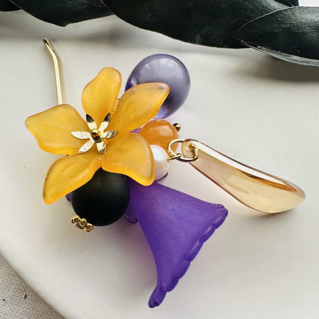 送料込み　秋色　ポニーフック　紫とオレンジMCB