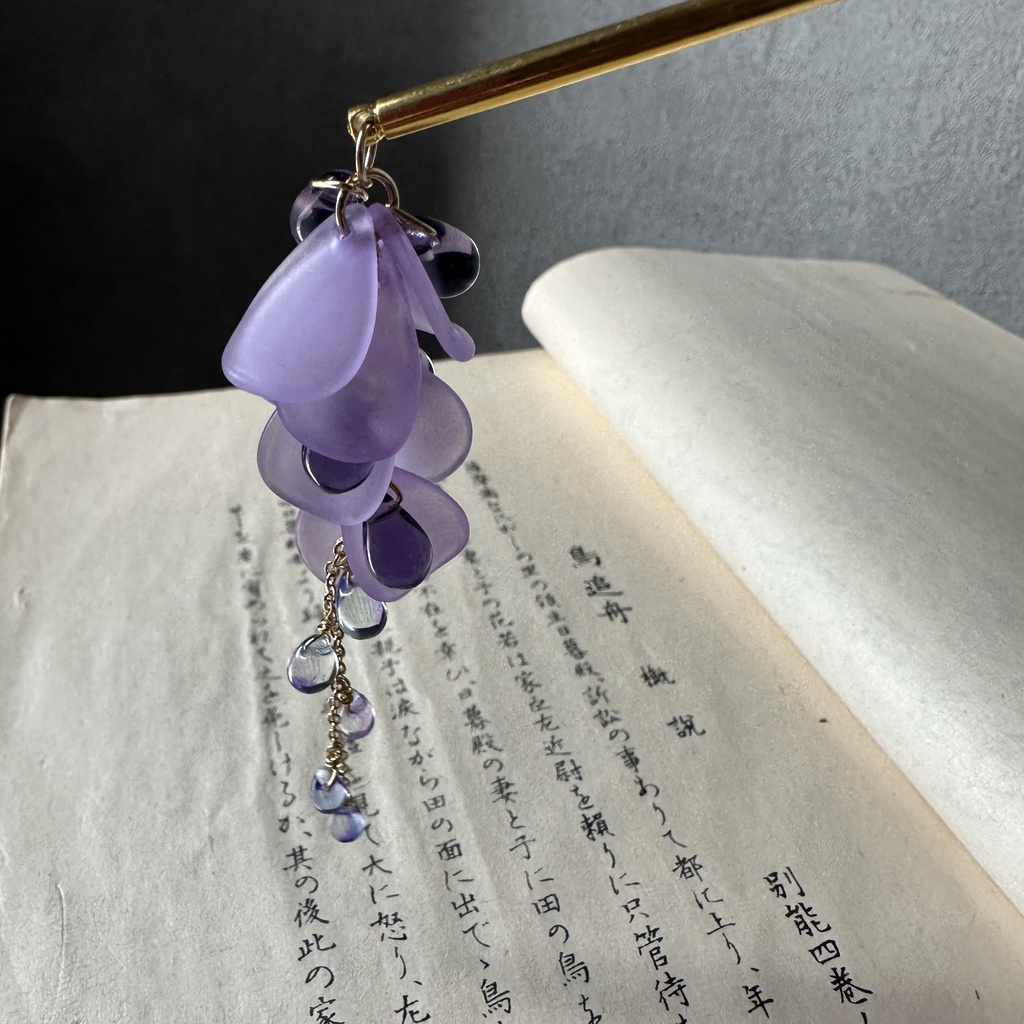 送料込み 手鞠屋 しゃらり藤 かんざし ピアスやイヤリングに変更も可能
