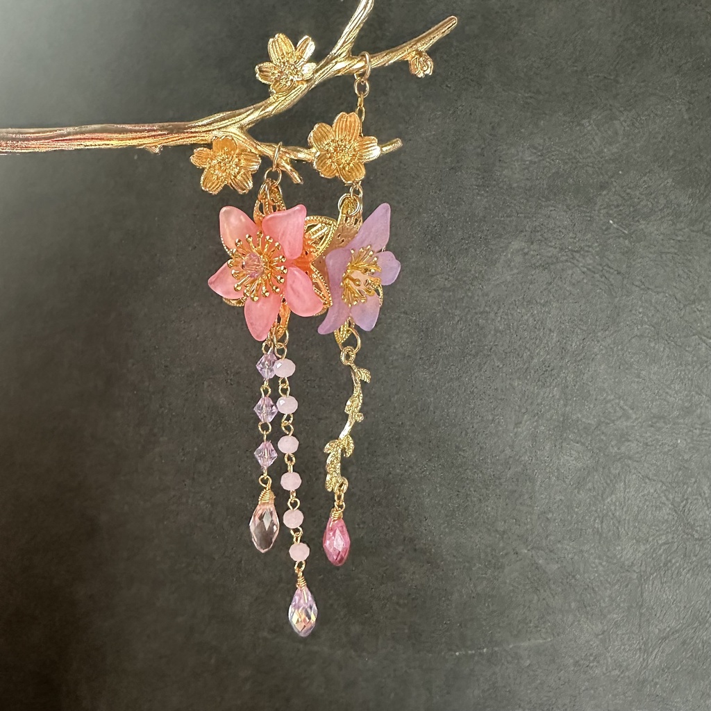 送料無料 手鞠屋 2色の花かんざし 簪 色変更オーダー可能 写真以外の色は購入前にメッセージください